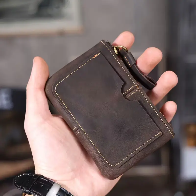 Leather wallet side view